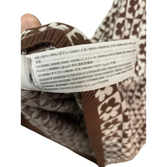 Hollister Brown Cream Floral Knit Dress Y2K Cottagecore Tank Midi L Retro - Picture 5 of 10